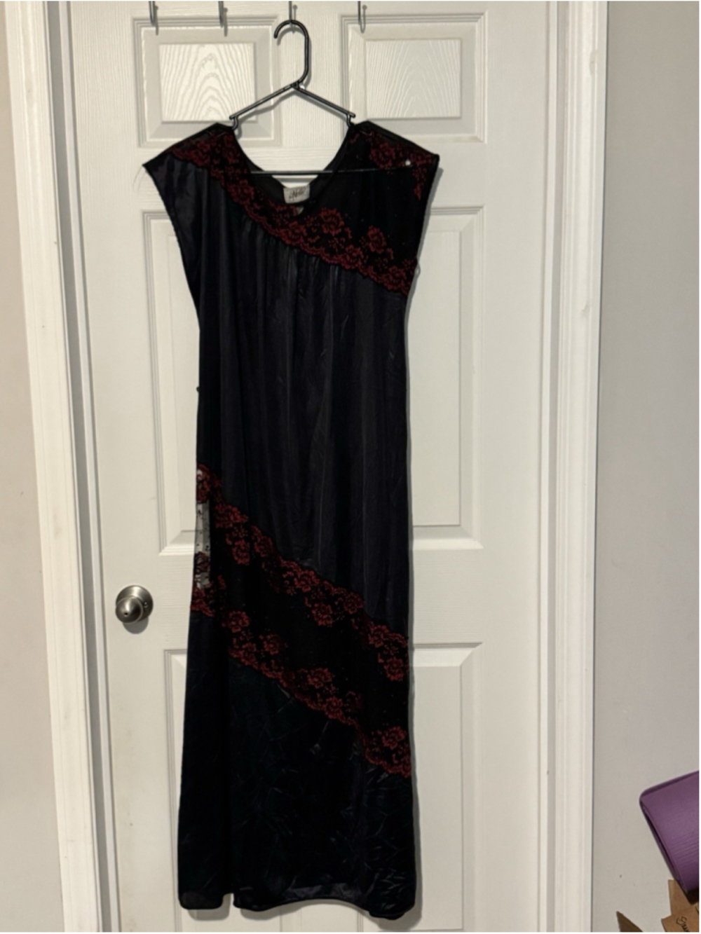Da Notte Nightgown Black Red Lace Design Gorgeous Design Sexy Gorgeous 90s Vtg